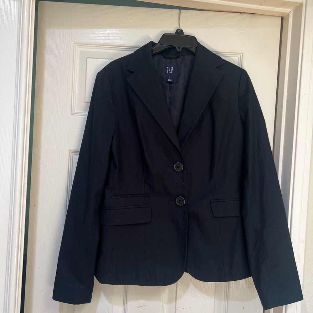 GAP cotton tailored structured women sz 12 black blazer business career smart - Picture 2 of 11